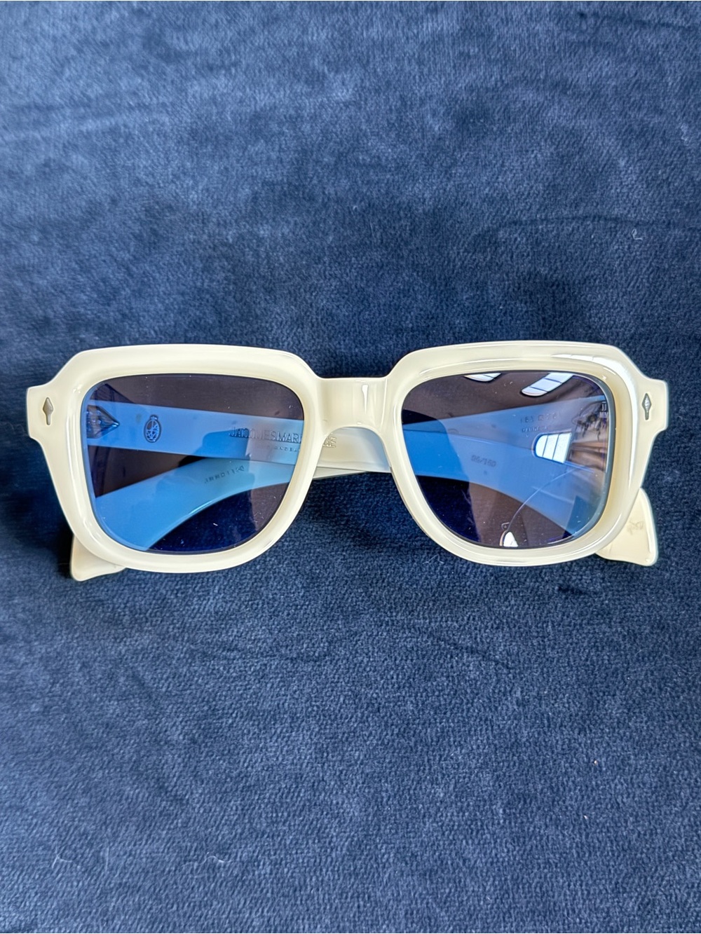 Jacques Marie Mage Limited Edition Sunglasses in Cream with Blue Lenses